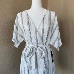 Grey and White Striped Romper